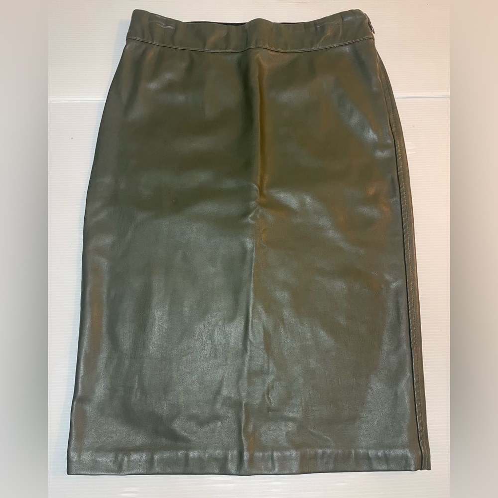 Brochu Walker Olive Green Vegan Leather Pencil Skirt Size S